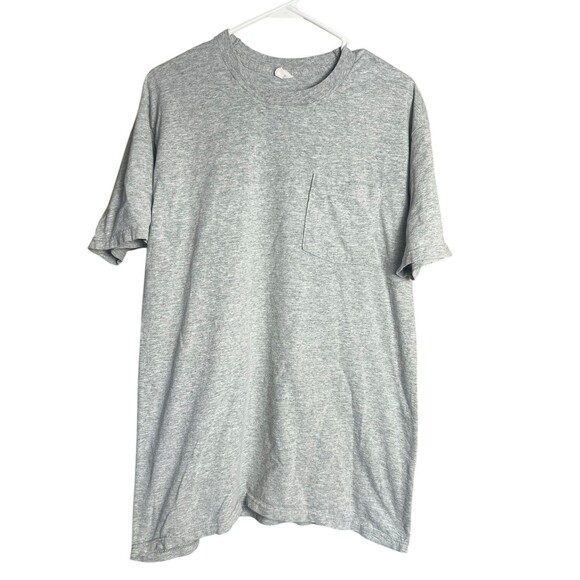 Vintage Gray Pocket T Shirt (2) Fruit Of The Loom Golden Blend XLarge Thin Soft - Picture 1 of 12